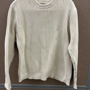 L.L. Bean Cream Ribbed Knit Sweater
